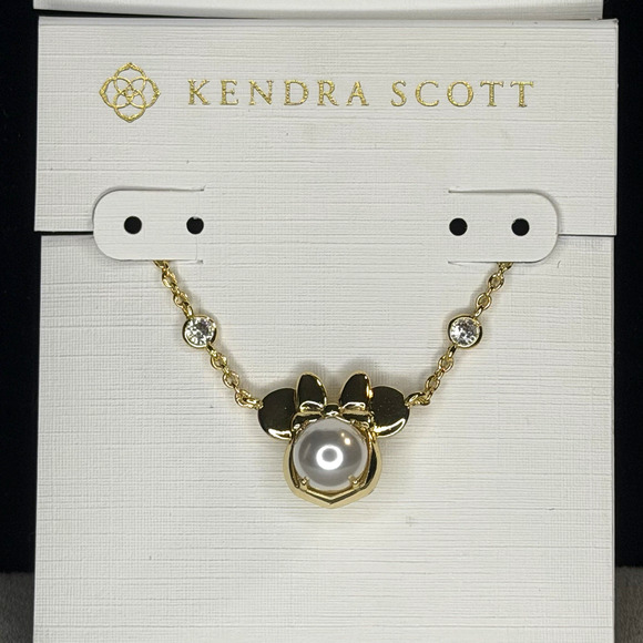 Disney | Kendra Scott Gold Minnie Mouse Earrings & Necklace Set New w Dust Pouch - Picture 5 of 10